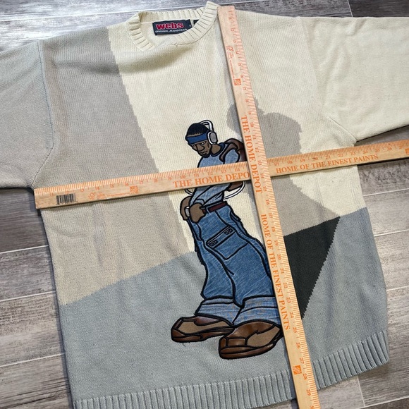 Vintage Y2K Webs Shadow Man Knit Graphic Sweater - Picture 7 of 8